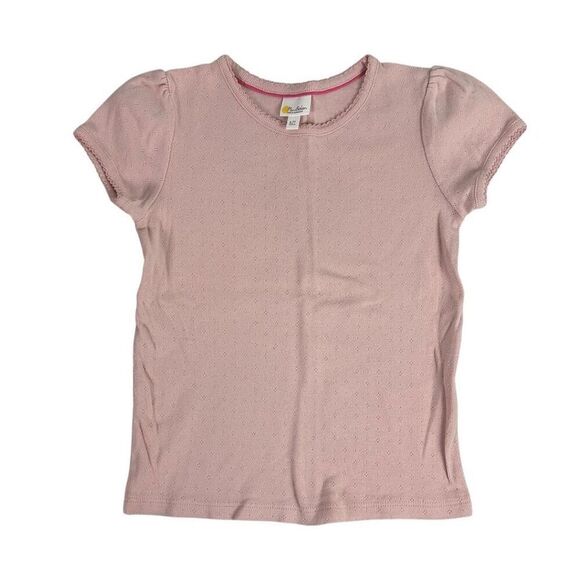 Mini Boden Short Sleeve Pointelle T-Shirt size 6-7 Pink - Picture 1 of 6